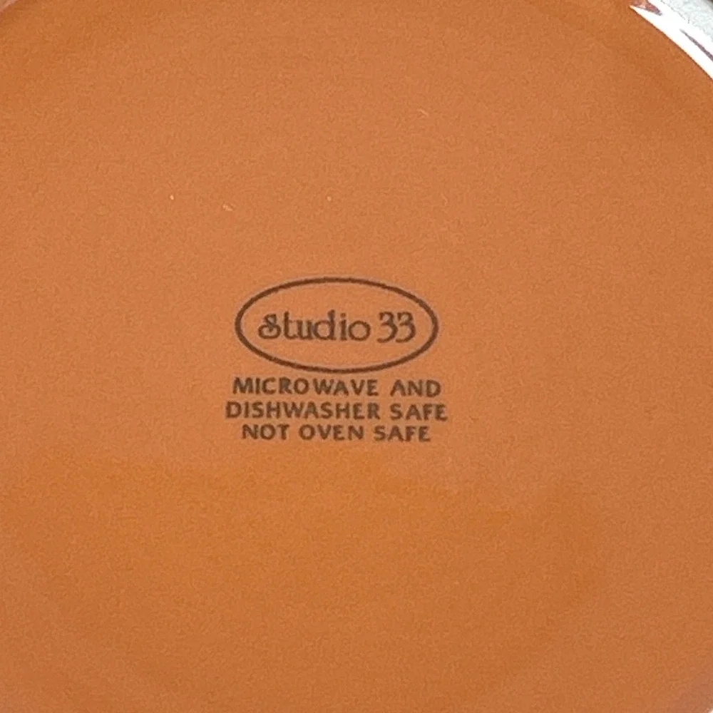 Studio 33 Orange Terracotta Dinner Plates Glossy Ceramic Round 10.25